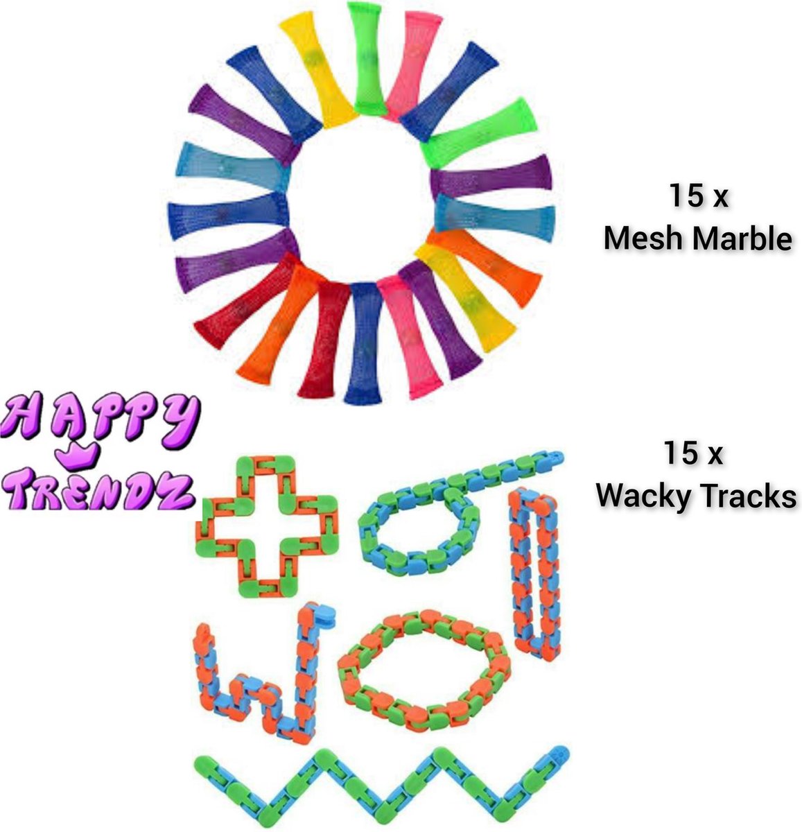 Happy Trendz® Mesh and marble - Wacky Tracks  | 30 Stuks |Uitdeelpakket /  Fidget toy | Cadeau | Goedkoop | Anti-Stress | Fidgets toys pakket